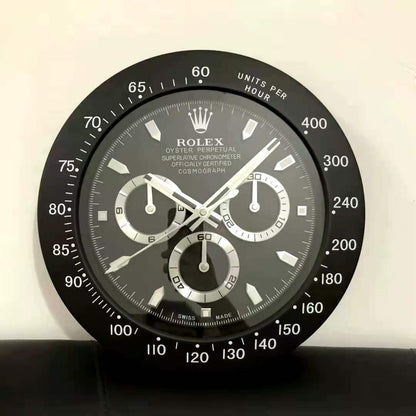 Rolex Wall Clock Chronograph Design Metal Art Wall Clock Black Dial With Metal Black Case Home Decor Wall Clocks Inspired By Daytona Series White Makers II Wall decording Clock- Classy Look Clock For Home D cor Wall RLX-WC-786