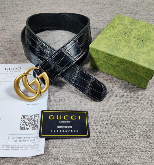 GC Marmont Black Texas Color GC Design Crocodile Leather Formal Men's Waist Belt For Man Formal GC Design Buckle Belt_GC-FB-1327