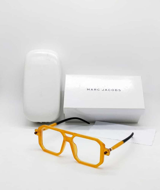 Marc Jacobs Latest Design Heavy Material Transparent lens And Yellow Frame Sunglass With Yellow And Black Color Stick For Men's And Women's OR Girls MJ-126_Best Stylist Sunglass