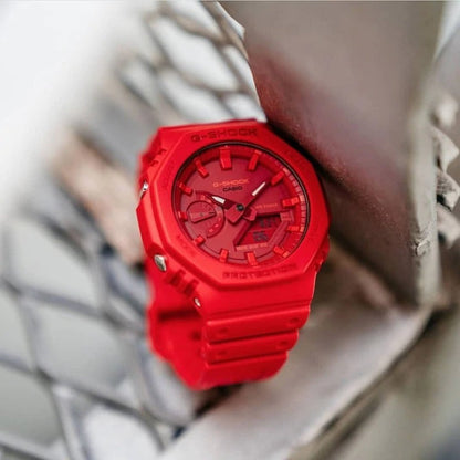 Casio G-Shock Chronograph Digital Red Color With Red Color Dial & Rubber Belt Men's Watch For Man With -Best Gift Watch G-SHOCK GA-2100