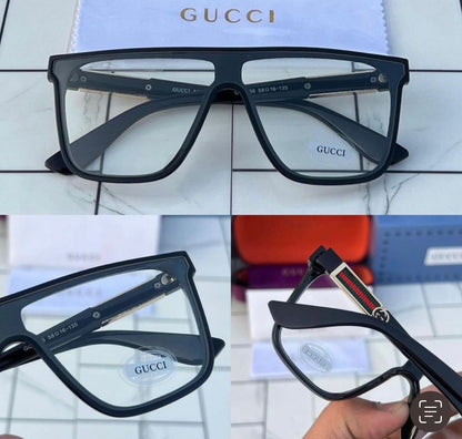 Gucci Squre Frame Transparent lens OverSize Sunglass for Man Woman's or Girl GU-9268 Black Stick Frame Gift Sunglass 