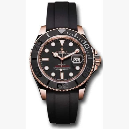 Rolex Yacht-Master Analog Black Dial Ceramic Bezel Oysterflex Silicon Bracelet Men's Watch For Man Rlx-M268655-0004