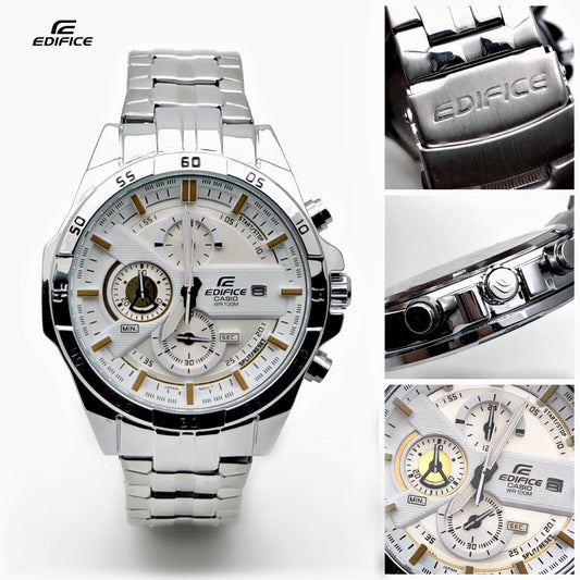 Casio Edifice Multi-Function Chronograph White Dial Stainless Steel Men's Watch EFR-556-SW