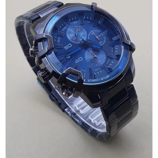 Diesel Chronograph Men's Watch Blue Dial Black Strap Stainless Steel Watch For Men DZ-145