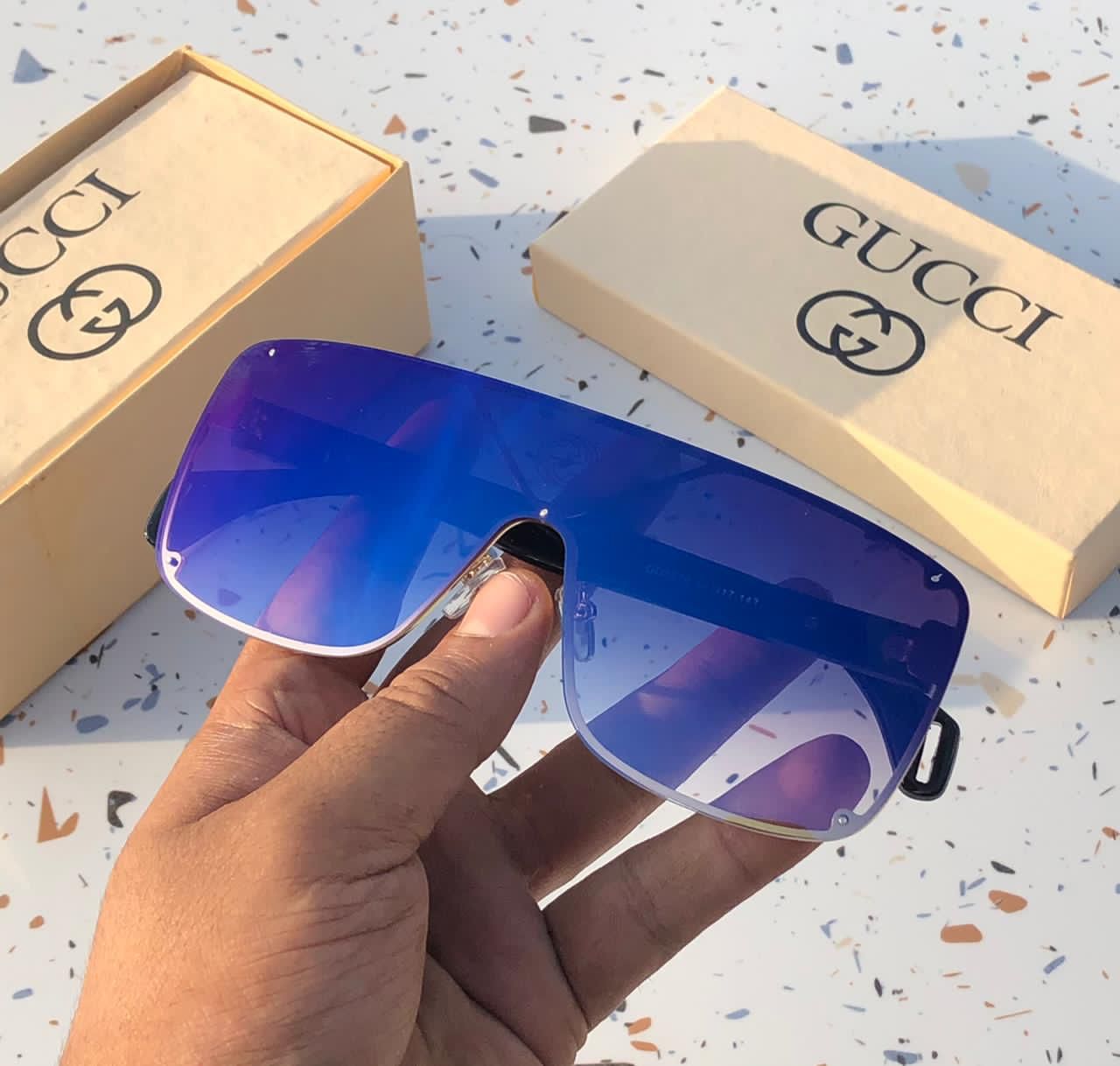 Gucci Blue Shaded Sunglass for Man and Woman's or Girl Multi Color Stick GU-8997 Gift Sunglass