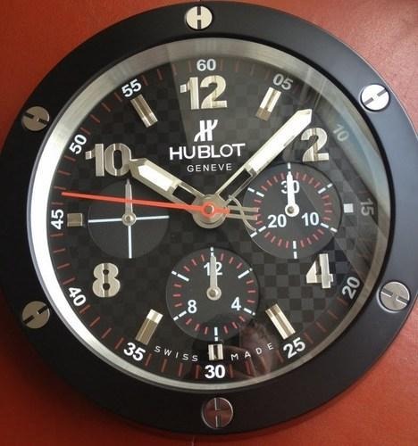 Hublot Silent Wall Clock Black Chronogragh Design Luminous Function Metal Art Wall Clock Black Dial With Metal Black Case & Silver Markers Home Decor Wall Clocks Inspired By Big Bang Wall decording Clock- Classy Look Clock For Home D cor Wall HB-WC-718