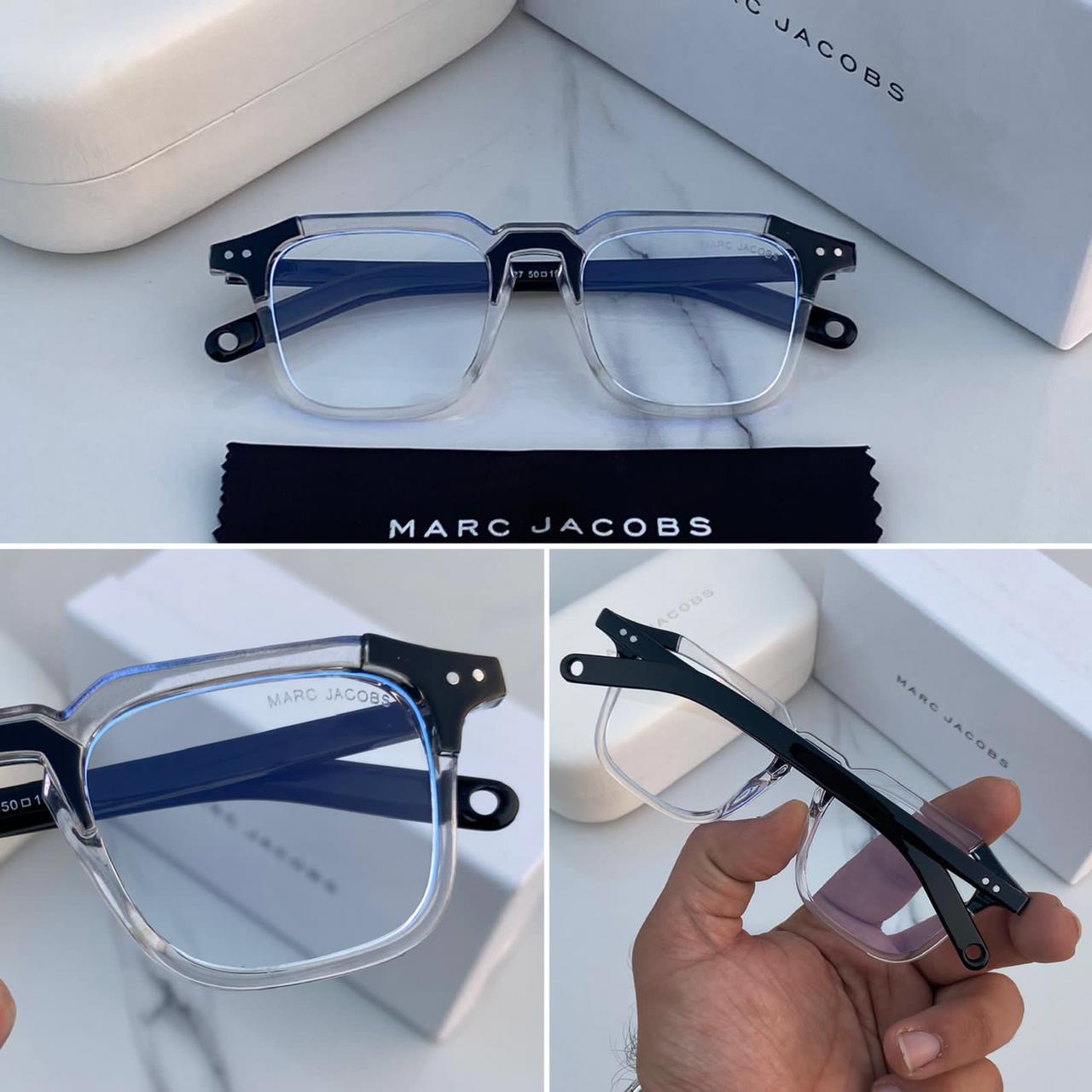Marc Jacobs Branded Square Transparent Shade Sunglasses For Men's With Black thick Stick MB-287