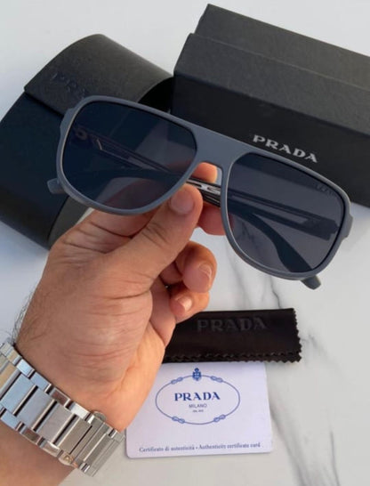 Prada Latest Design Black Glass For Men's Women's For Man Woman Or Girl Pra-1582 Black Frame Sunglass- For Causal Use