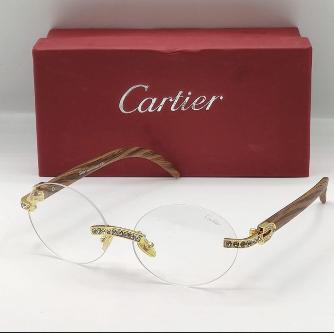 Cartier Oval Shape Sungalss With Transparent Lense With Black Stick CRTR-S-704 Sunglass For Men's And Women's Or Girls