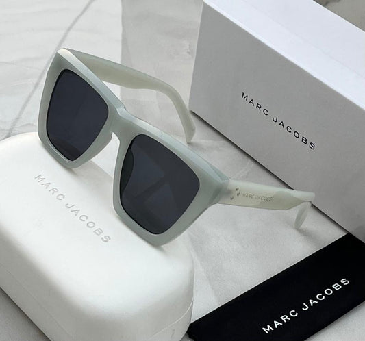 Marc Jacobs High Quality Oversized Cat eye Vintage Brand Sunglasses For Unisex-Unique and Classy MJ-214 White Color Frame With Black Glass Sunglass For Men Women's Or Girls