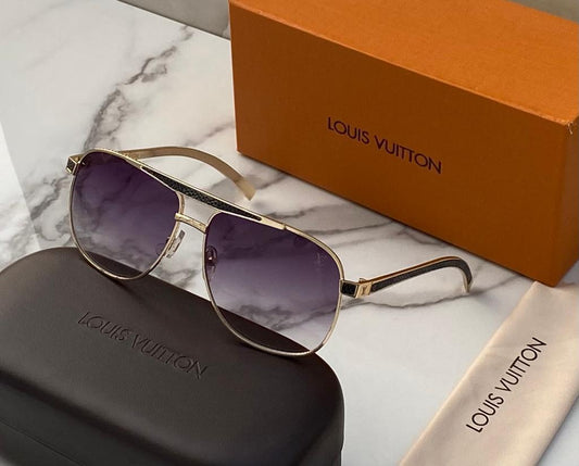 Louis Vuitton Branded Black lenses Men's and Women's Sunglass All Metal Square Frame Unisex Gift Sunglass LV-S-01