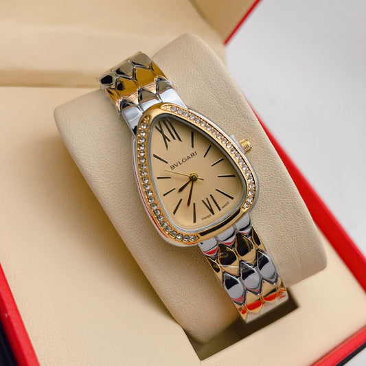 Bvlgari Branded Analog Watch With Gold Metal Case & Strap Watch With Gold Dial Designer Gold Multicolor Strap Watch For Girl Or Woman-Best Gift Date Watch- BV-103460