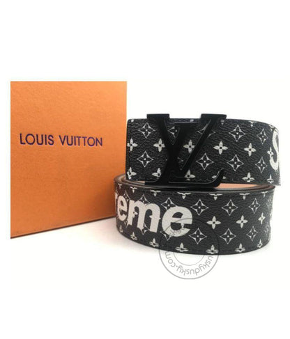 Louis Vuitton Black Color Leather Suprerme Men's Women's LV-BB-07 Waist Belt for Man Woman or Girl Circle LV Buckle Gift Belt