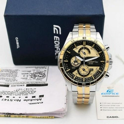 Casio Edifice Chronograph Multi Color Motor Dial Gold Silver Metal Men's Watch EFR-505-best Gift