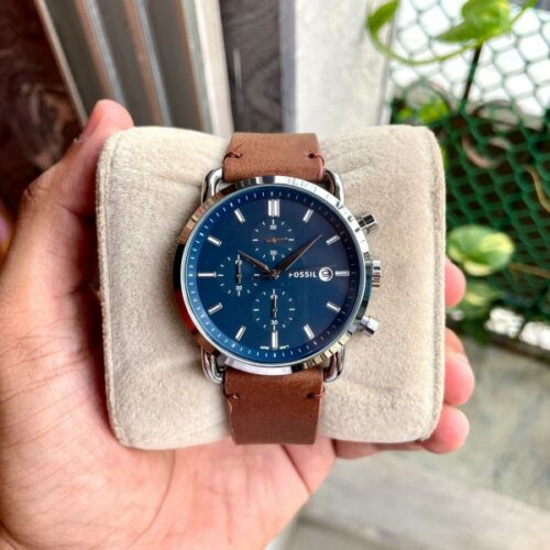 Fossil Chronograph Blue Dial with Leather Strap Watch for Men FS-5401