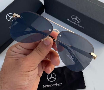 Mercedes Benz Men's And Women's Sunglasses Black Glass With Gold Case And Gold & Black Stick -Best Sunglasses For Causal Use MRDC-10