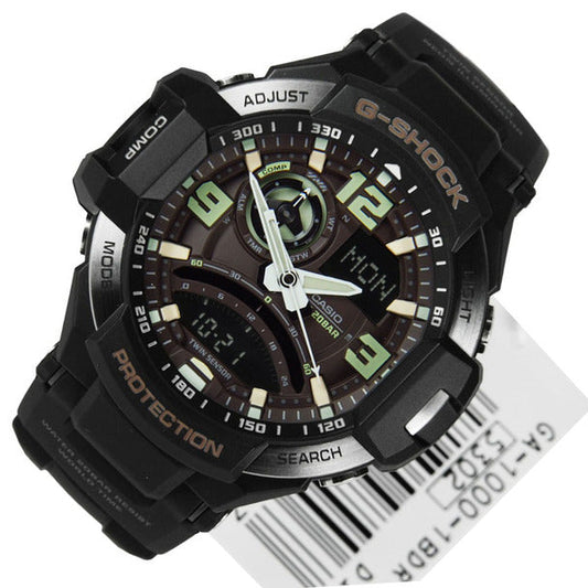 Casio G-Shock Analog Gravity Master Twin Sensor World Time Digital Men Black Analogue and Digital watch With Metal Case Watch For Man Day And Date Gift Watch GA-1000-1BDR