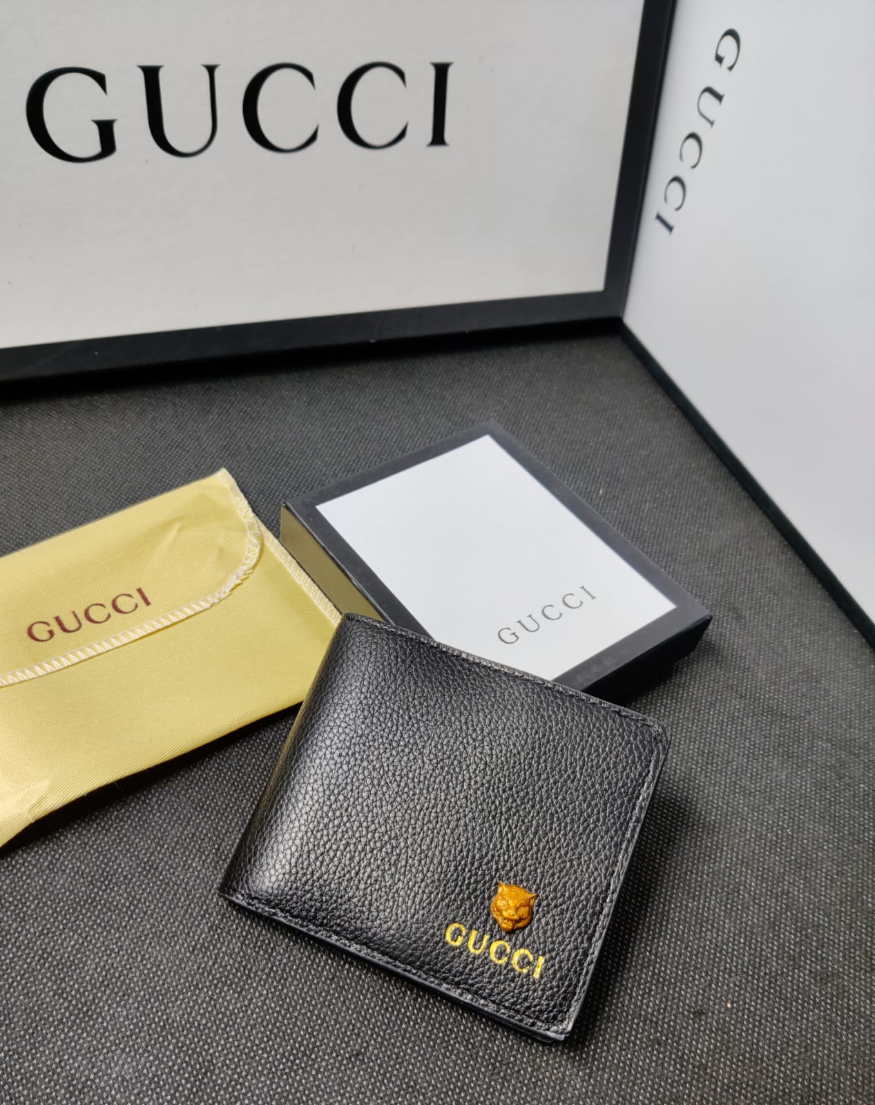 GC Leather Heavy Quality Full Black Wallet For Man GU-702