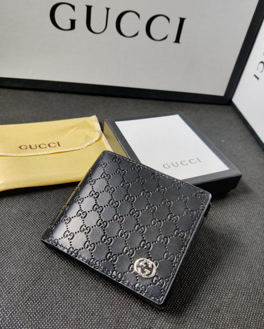 Gucci Leather Heavy Quality Full Black printed design Decent look Wallet For Man GU-721