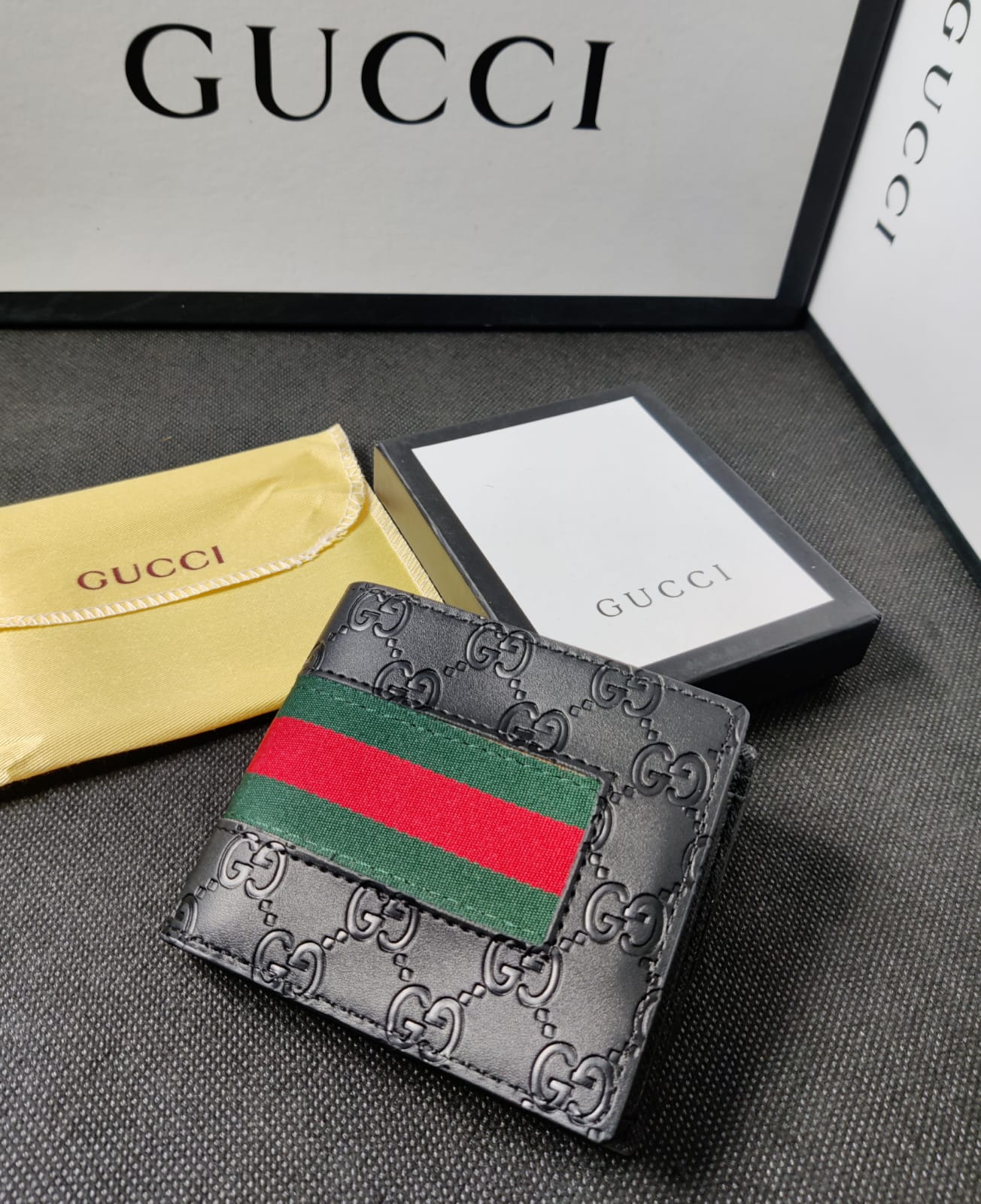 Gucci Leather Heavy Quality Brown Full printed design Fancy look Wallet For Man GU-724