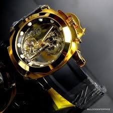 INVICTA - IAS02 Forces back Bolt Zeus Tourbillon Gold Plated silicone belt Men's Automatic mechanical Watches Best Gift For Gentlemen