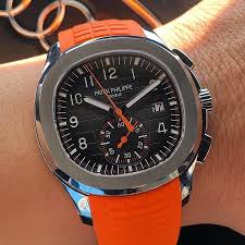 Patek Philippe Orange Strap Aquanaut 5968A Black-grey Gradient Dial Best Gift for Gentlemen's