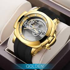 INVICTA - IAS02 Forces back Bolt Zeus Tourbillon Gold Plated silicone belt Men's Automatic mechanical Watches Best Gift For Gentlemen