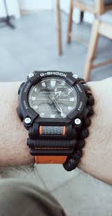 Casio G-Shock Analog-Digital Black Dial Men's Watch-GA-900C-1A4DR (G1049) Orange Resin Band With Black Case Men Sports Watch