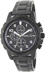 Fossil Chronograph Dean black stainless steel strap and bold markers Dial FS4721IE Watch For Men Genuine for Gifts