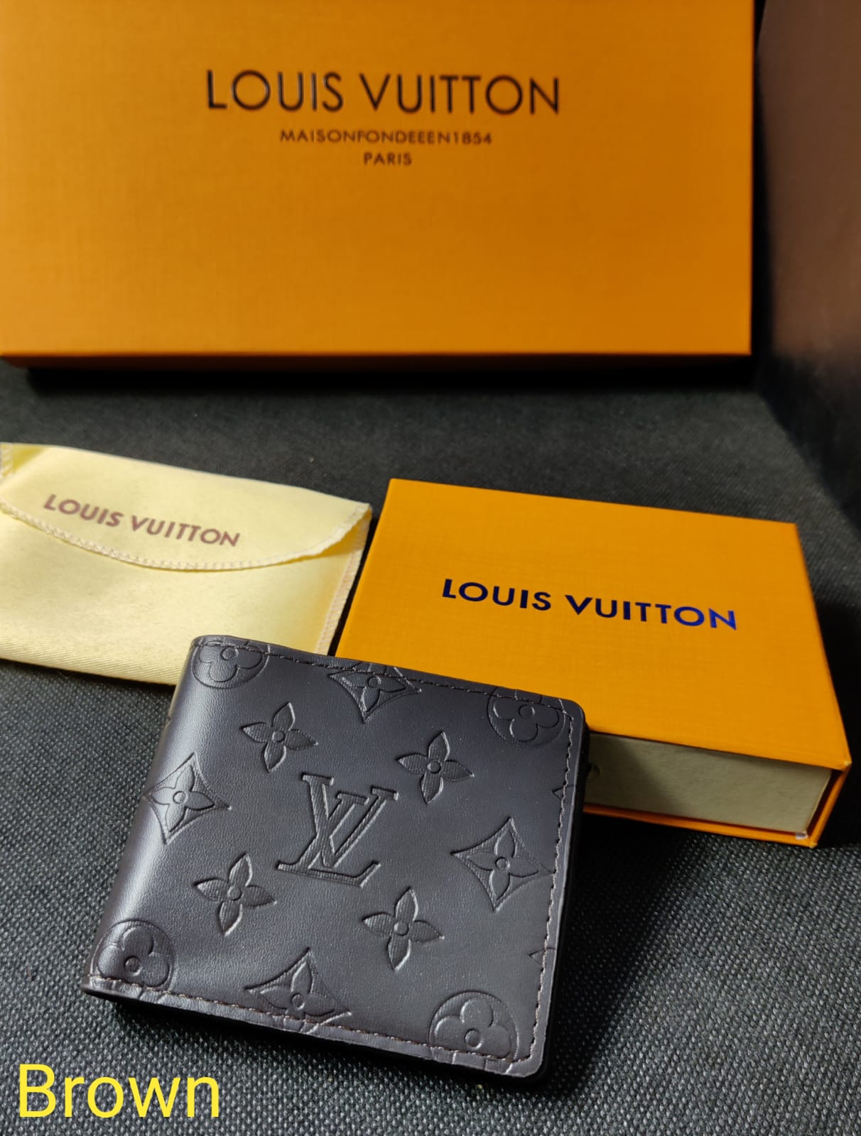 Louis Vuitton Leather Heavy quality Brown latest full printed design Fancy look wallet for men's LV-711