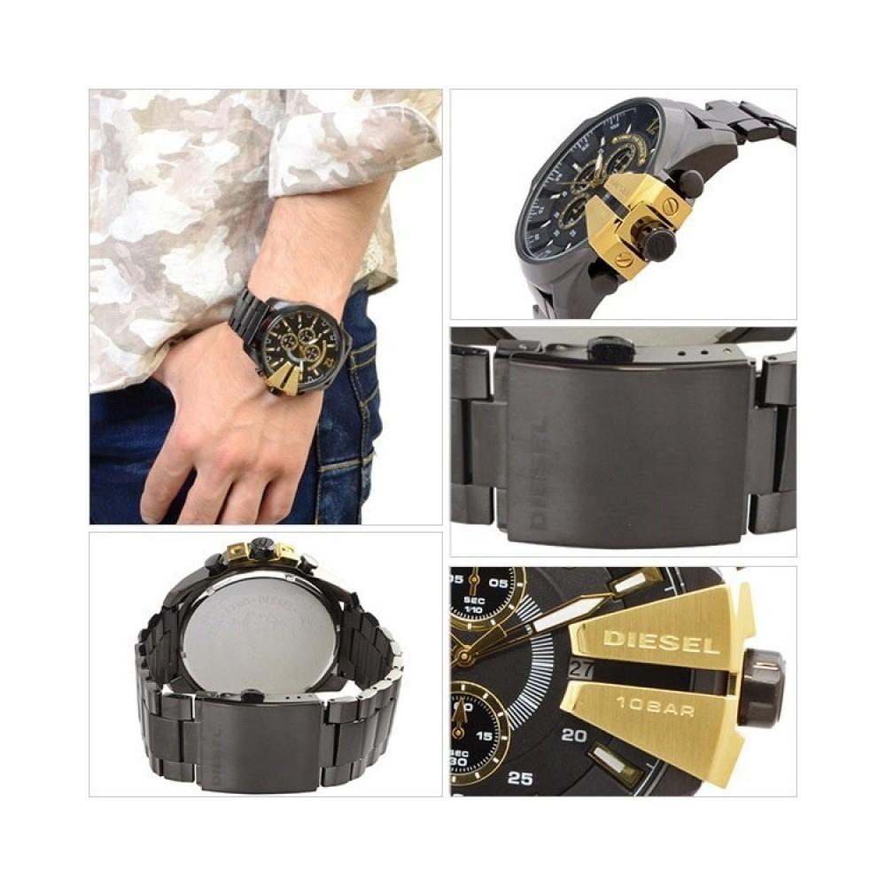 Diesel Mega Chief Chronograph Black Dial Men's Watch for man DZ4338 Gift