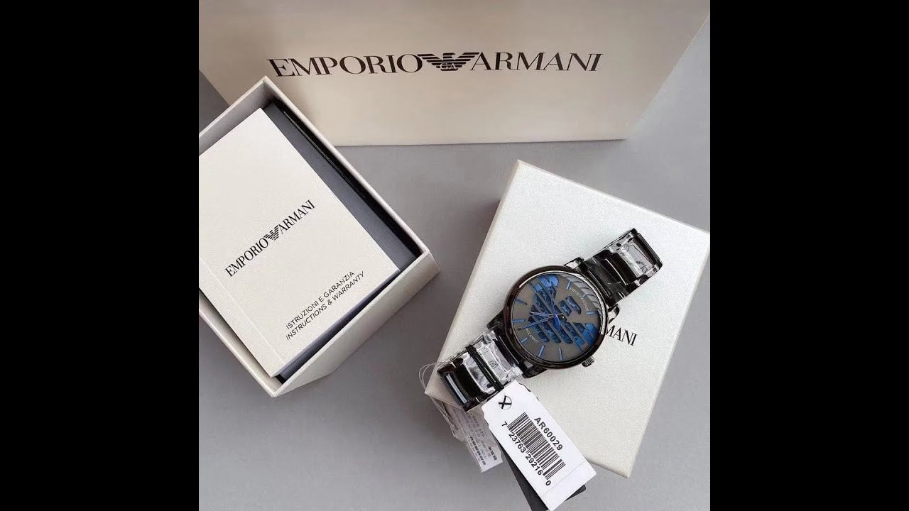 Emporio Armani Watches AR60029 Meccanico Luigi Black Stainless Steel Black Dial Mens Watch