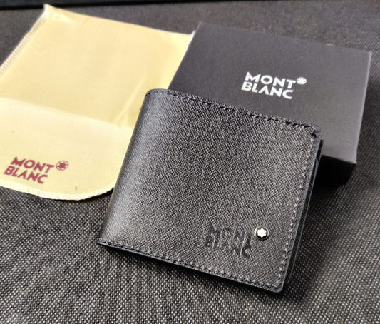 Mont Blanc Leather heavy quality full black latest design Wallet with logo MB-101
