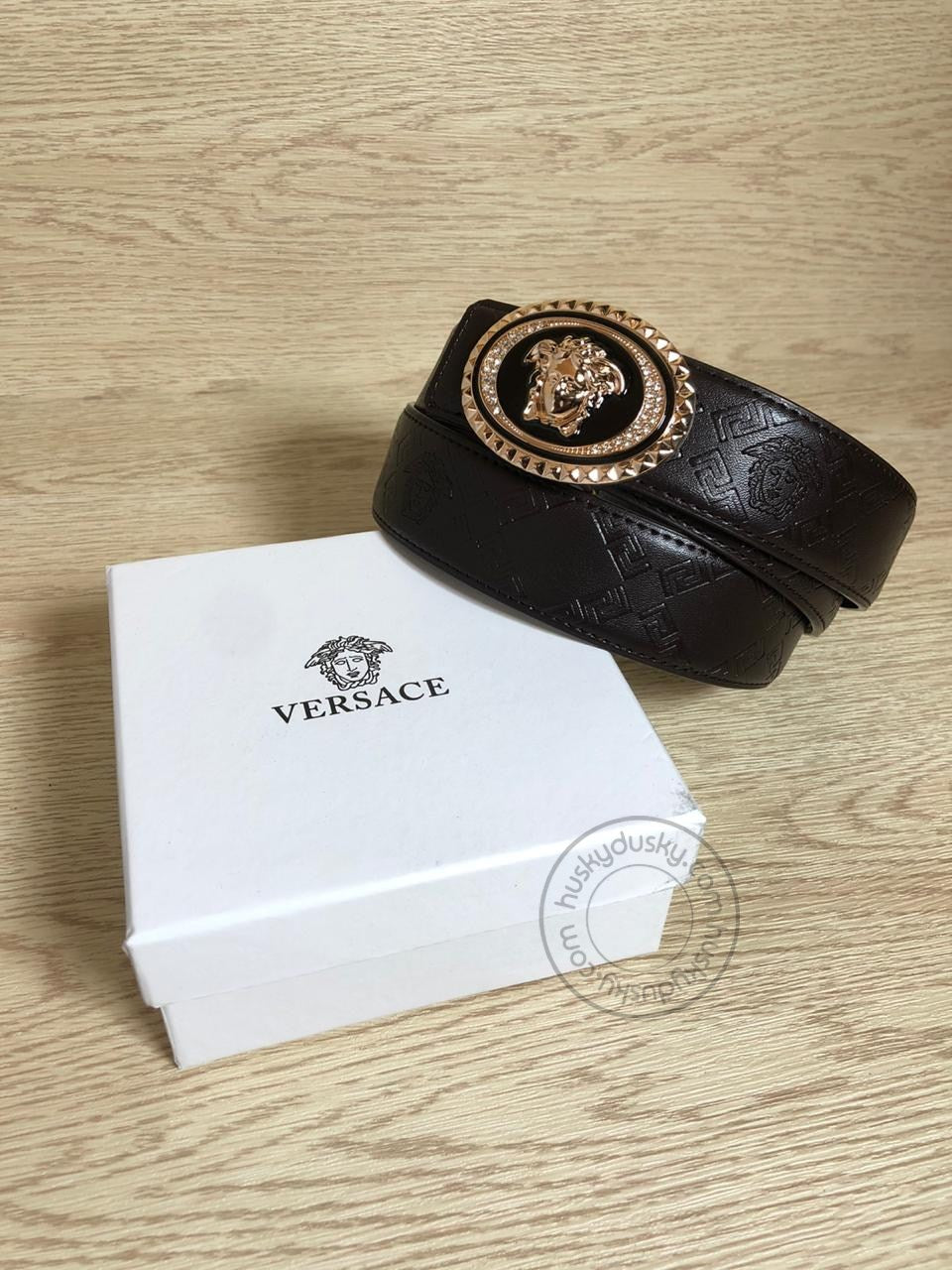 Versace Black Leather Men's Women's VER-BLT-05 Waist Belt for Man Woman Or Girl Design Buckle Gift Belt