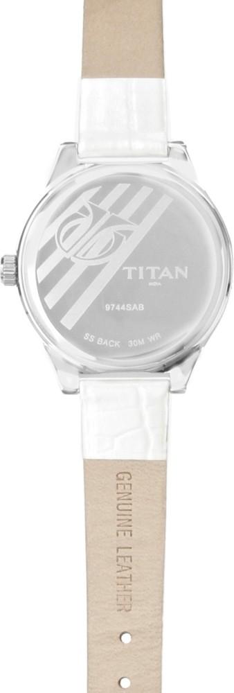 Titan Multi Color Dial Watch For women's 9744SL03 With Diamond Case White Leather Gift Watch For Woman