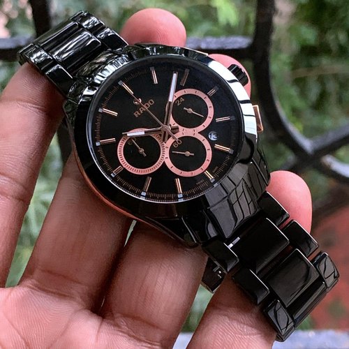 Rado Hyper chrome Chronograph Black Ceramic Dial With Rose Gold Case Date Men's Watch for Man Classic Formal Party Gift R-32118102