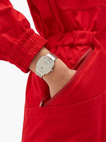 GCC Grip 38mm Stainless Steel GG Full Grey Engraved Watch Man Women Watch-Best Gift YA-157