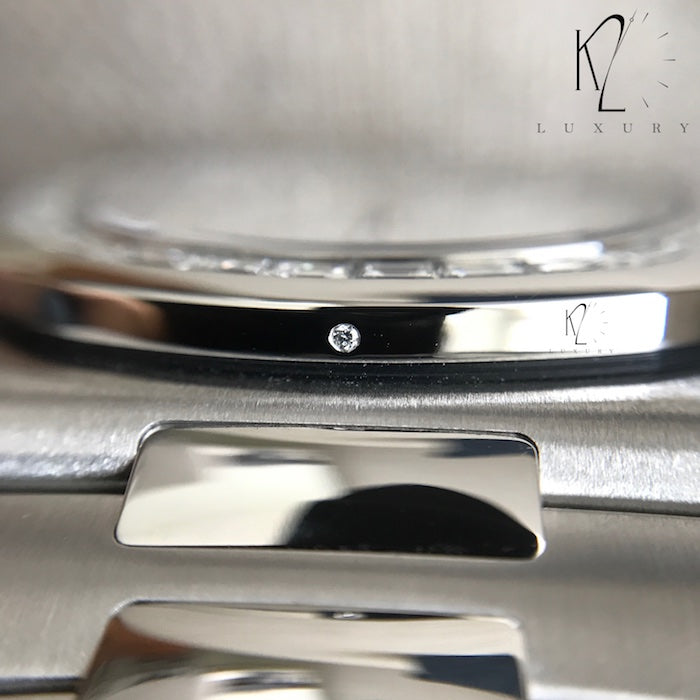 Patek Philippe Nautilus Diamond Bezel White Dial Silver Strap Mad Watch Quartz Movement Dated Watch For Men's-Best Men's Collection PK-2137