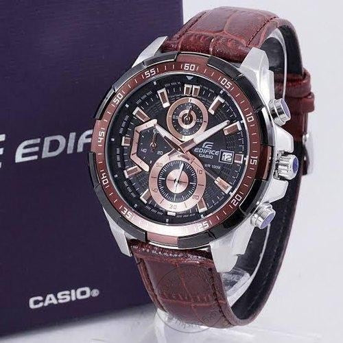 Casio Edifice Chronograph Brown Dial Leather Men's Watch EFR 539L 5AVUDF