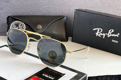 Rayban Brand New stylish Men's And Women's Sunglass Heavy Quality Black Lens With Golden Strap Color RB-7866