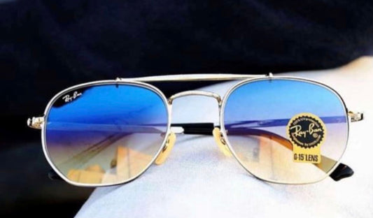 Rayban Brand New stylish Men's And Women's Sunglass Heavy Quality Blue Lens With Golden Strap Color RB-7867