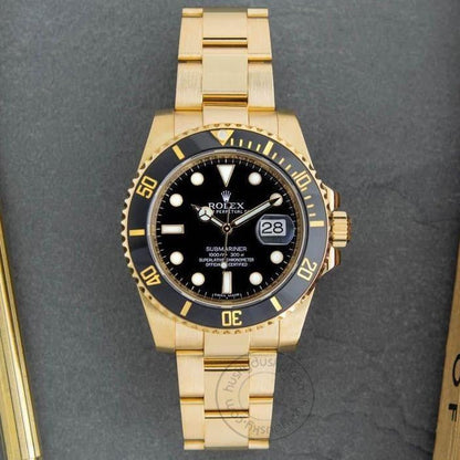 RLX Submariner Quartz Gold Black Dial Metal Men's Watch for Man Rlx-Sub-GB