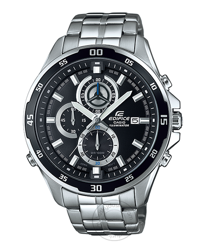 Casio Edifice EFR-547D-1AV Illuminator Metal Chronograph Silver Color Black Dial Men's Watch