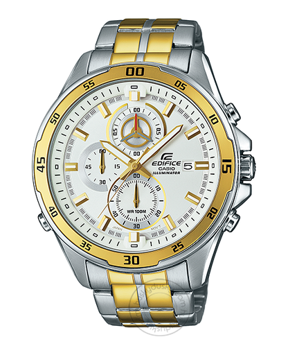 Casio Edifice EFR-547SG-7A9 Illuminator Metal Chronograph Gold Color White Dial Men's Watch