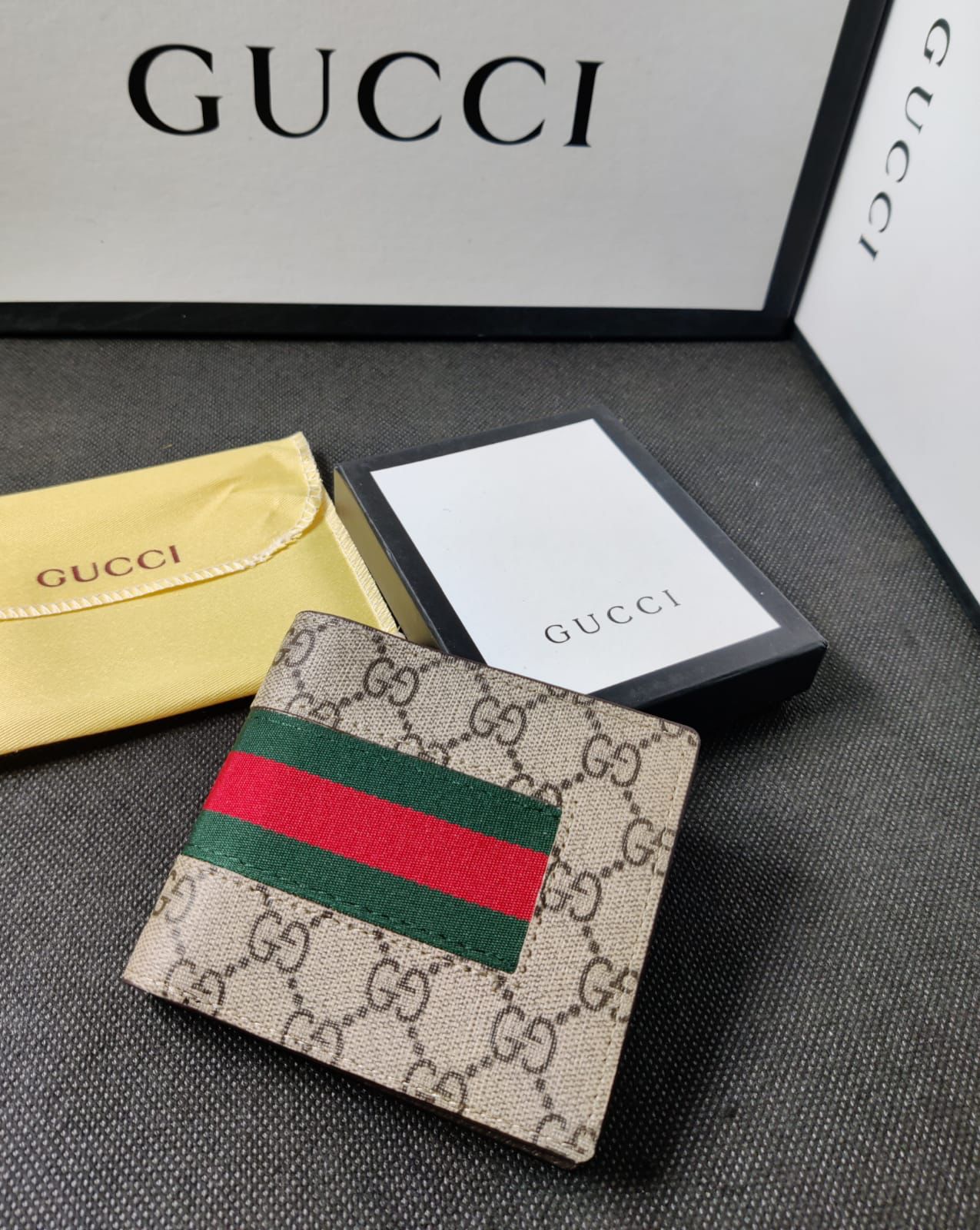 Gucci Made In Italy Coffee Color Men's Wallet For Man Coffee Big Gg Leather Gift Wallet Gucci Design Print GC-B-1695
