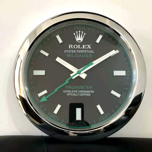 Rolex Wall Clock Quartz Analog Silver Color With Black Dial Inspired By Milgauss Clock For Wall decording Clock- Classy Look Clock For Home D cor Wall RLX-WC-113