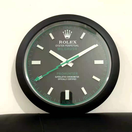 Rolex Wall Clock Quartz Analog Black Color With Black Dial Inspired By Milgauss Clock For Wall decording Clock- Classy Look Clock For Home D cor Wall RLX-WC-115