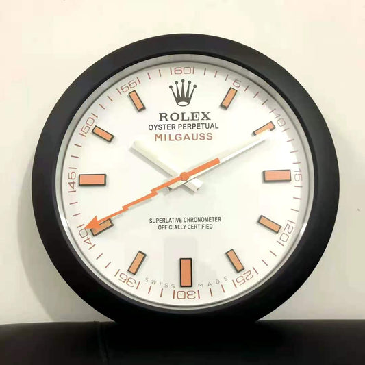 Rolex Wall Clock Quartz Analog Black Color With White Dial Inspired By Milgauss Clock For Wall decording Clock- Classy Look Clock For Home D cor Wall RLX-WC-114