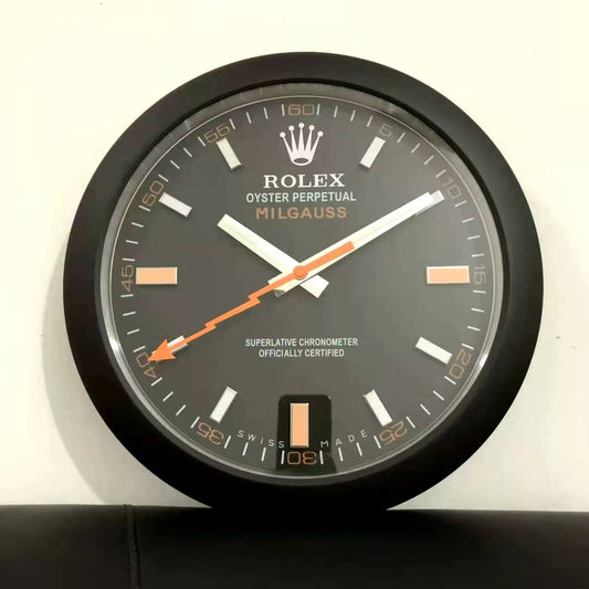 Rolex Wall Clock Quartz Analog Black Color With Black Dial Inspired By Milgauss Clock For Wall decording Clock- Classy Look Clock For Home D cor Wall RLX-WC-117