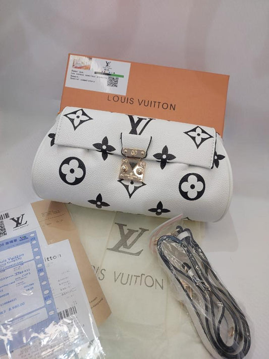 Louis Vuitton LV Small Size Bag Cream And Black Color Monogram Empreinte Embossed Supple Grained Cowhide Bag LV-2237-WBG